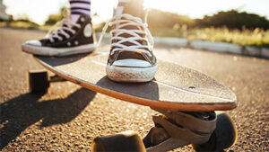 Longboard with non-slip tape